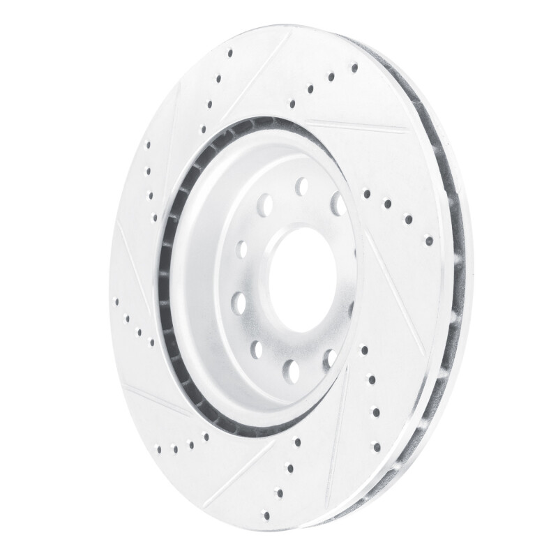 Jeep Grand Cherokee Brake Rotor (1) - Front Right - R1 Concepts - Drilled & Slotted - Silver - `22-`25